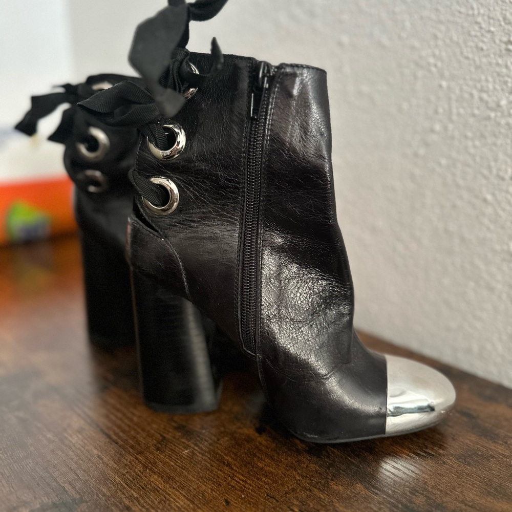 Jeffrey Campbell Stylish Black and Silver Women's Ankle Boots
